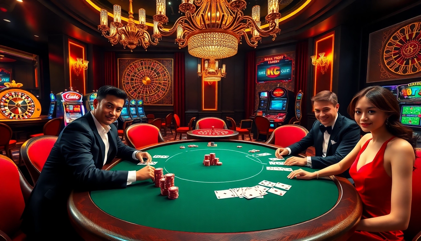 Engage with the thrill of gambling through đăng ký F8bet at a luxurious poker table, featuring vibrant poker chips and cards.