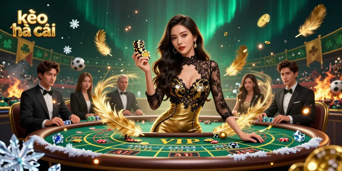 Engage with kèo nhà cái at an elite sports betting table, featuring a confident Asian woman with golden chips.