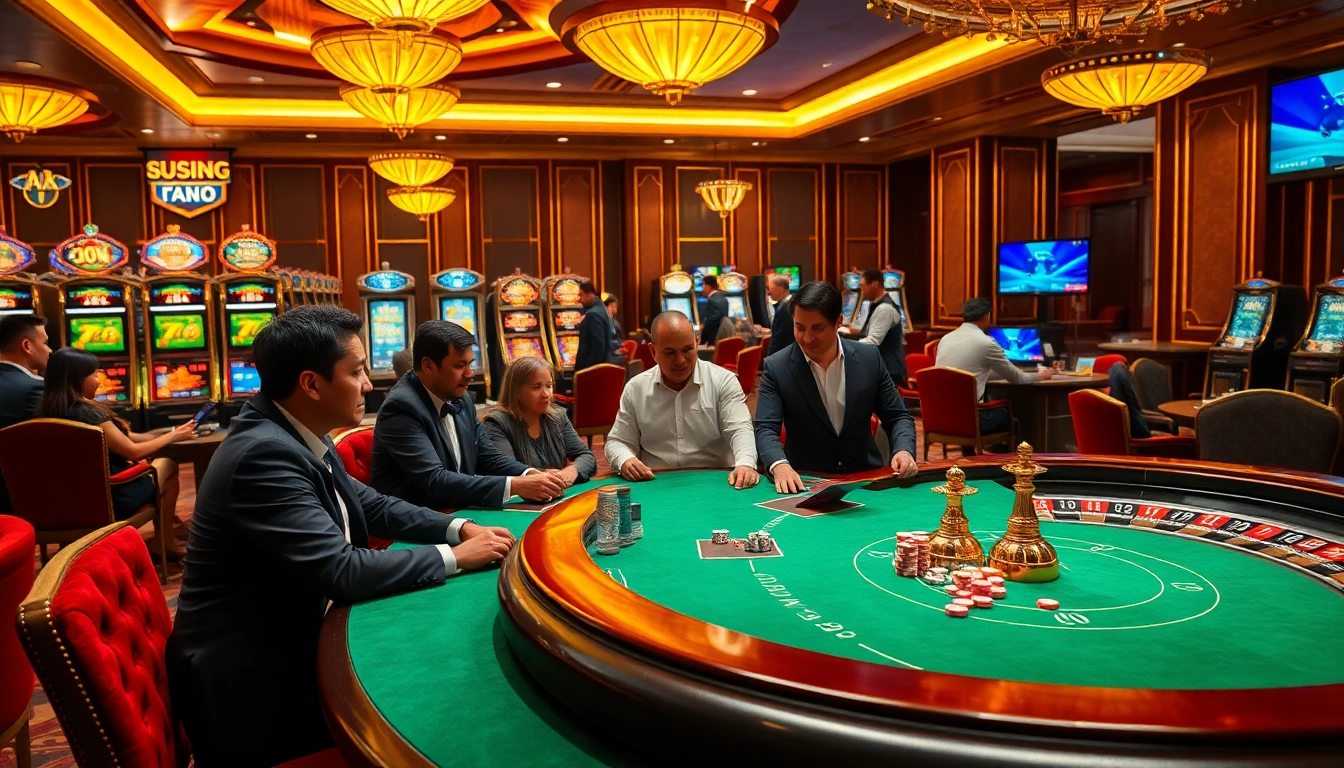 Experience the thrill of tải sunwin as players engage at luxurious casino tables filled with excitement.