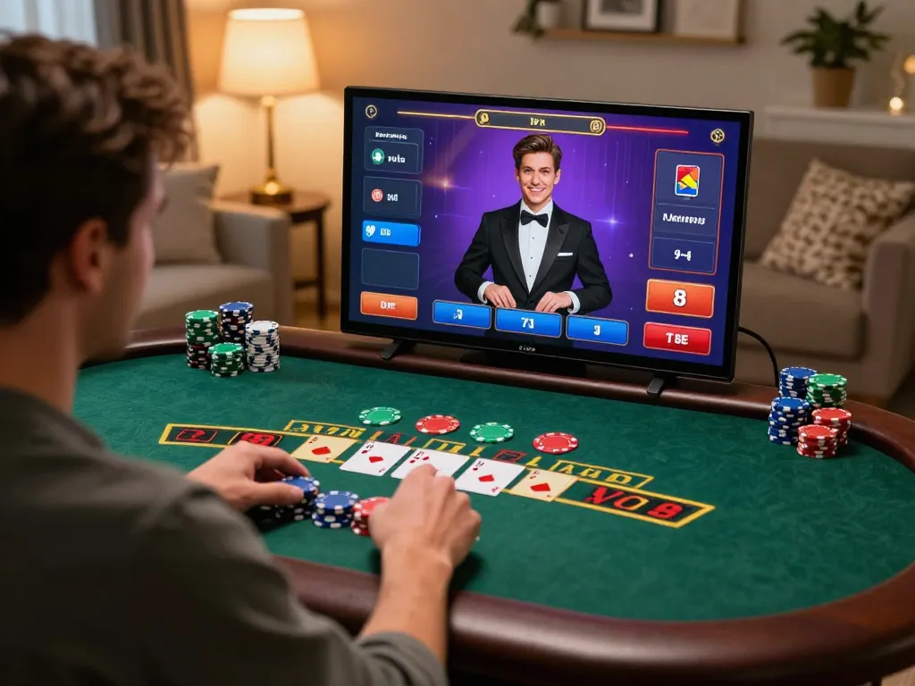 Player enjoying an immersive Hitclub online blackjack game from their cozy home setup, emphasizing strategy and engagement.