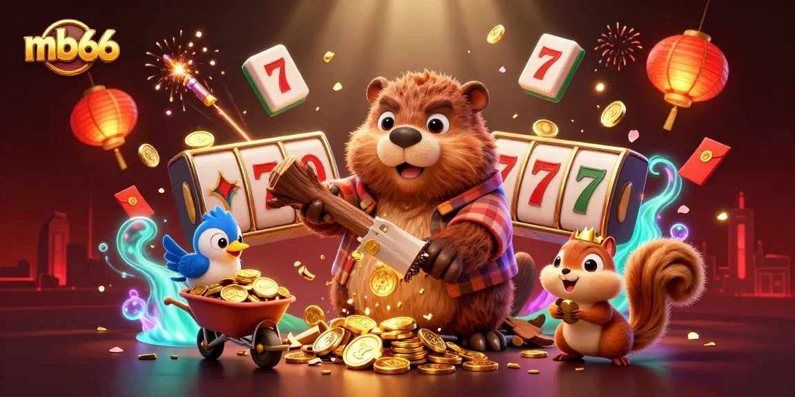 Experience exciting wins with mb66 in a vibrant 3D casino scene filled with gold and luck.