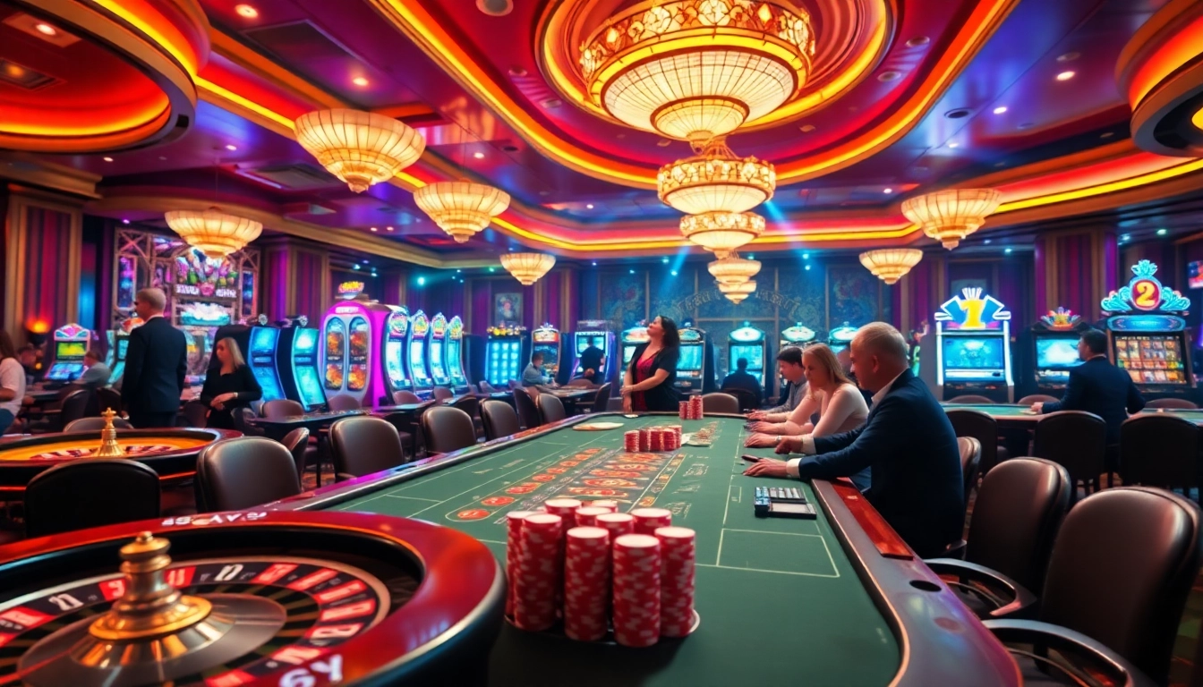 Jogadores aproveitando poker de altas apostas em um cassino luxuoso com decoração temática 69Y.