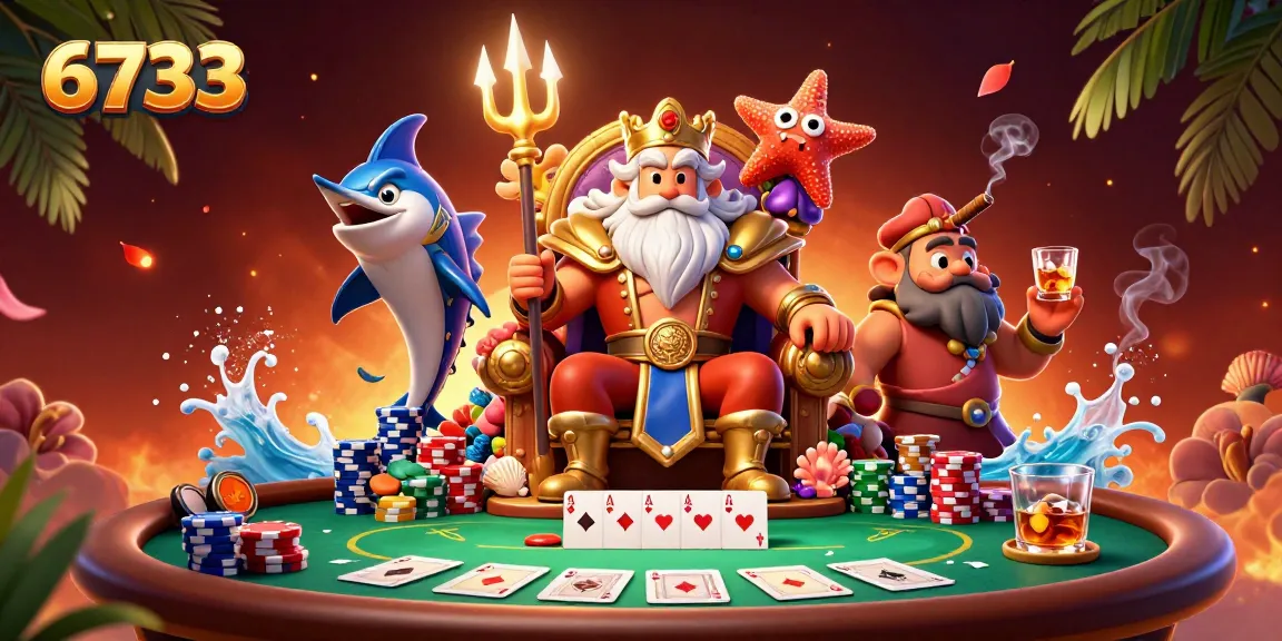 Jogue no cassino 6733 com uma impressionante cena 3D repleta de personagens e elementos de jogos de cartas.