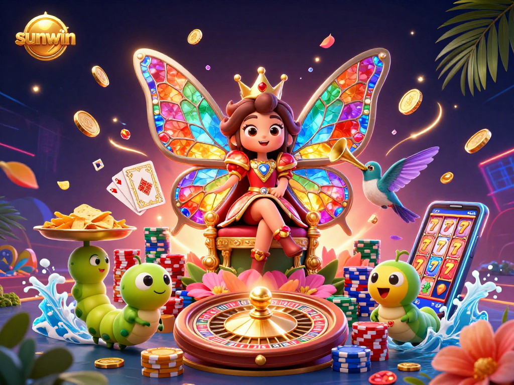 Experience thrilling gameplay with sunwin's exciting casino scene featuring a vibrant butterfly queen.