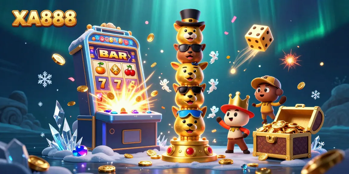Experience the excitement of XA888 with vibrant slots and a dynamic casino scene bursting with action.