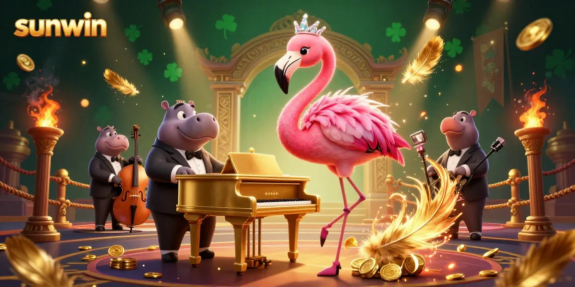 Revitalize your luck with the sunwin flamingo and hippo duo in a charming casino atmosphere.