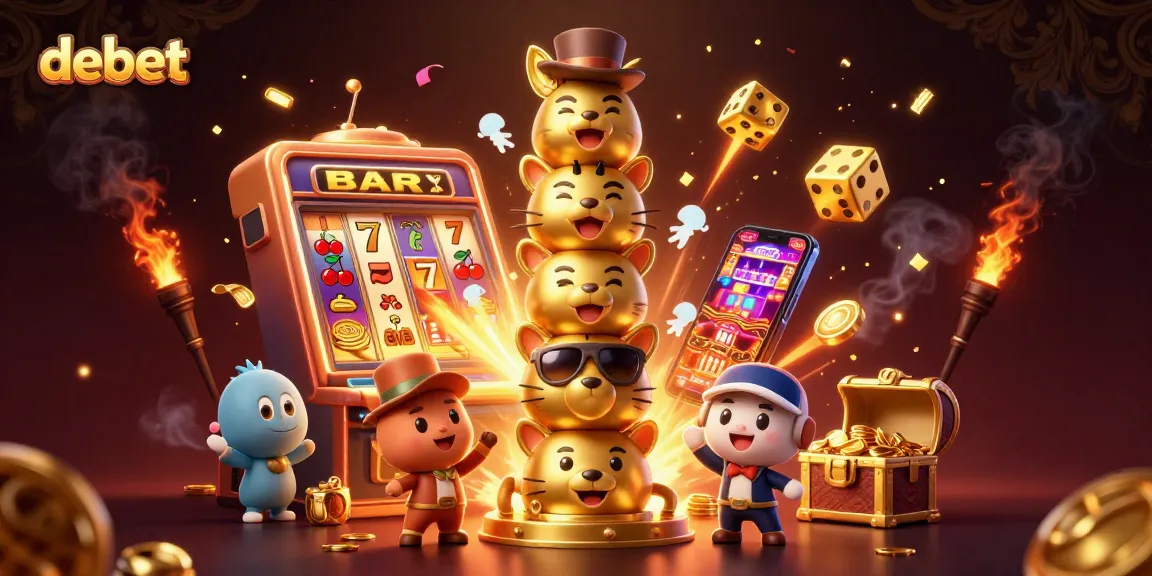 Experience debet's thrilling jackpot scene with colorful slot machines and energetic graphics