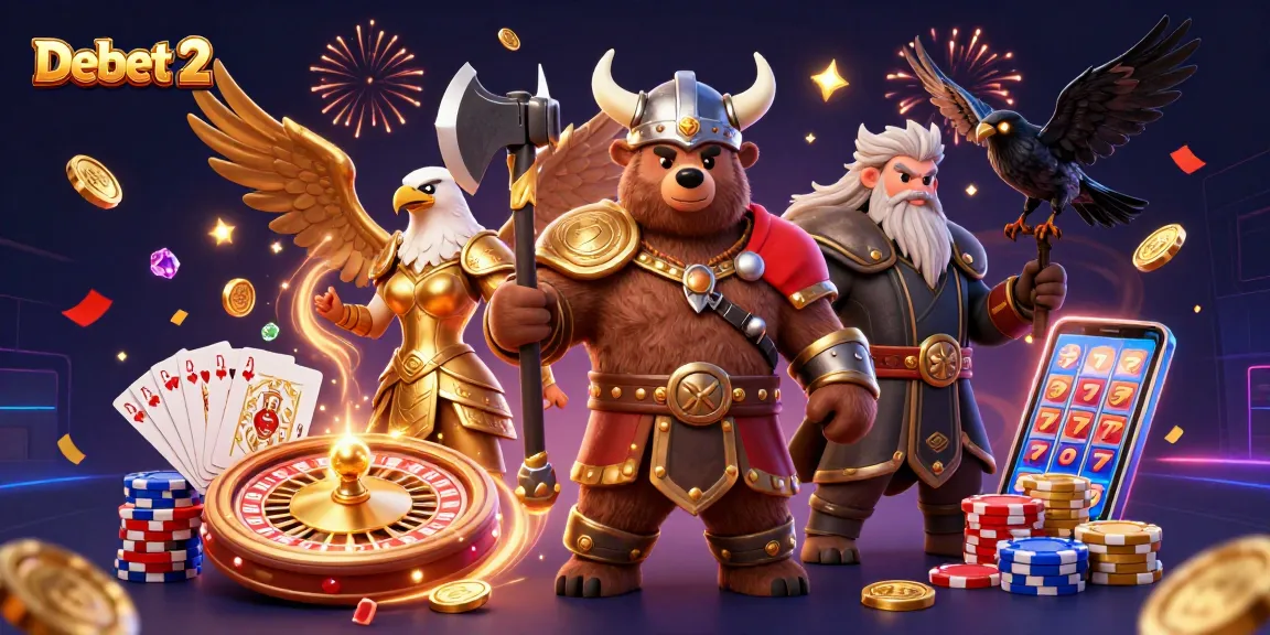 Experience Debet 2 with a vibrant 3D casino scene featuring unique characters and dynamic gaming elements.