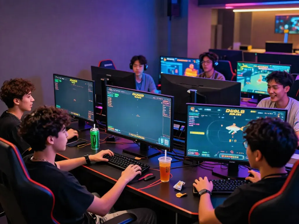 Engaging DU88 online gaming session with friends and vibrant setup