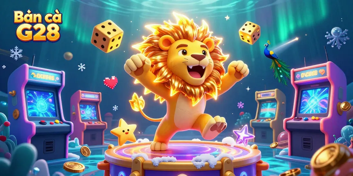 Bắn cá G28 adventure with a colorful underwater theme featuring dynamic sea creatures and golden dice in a thrilling gaming scene.