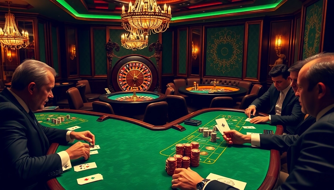 L567 casino table with players engaging in high-stakes poker and blackjack.