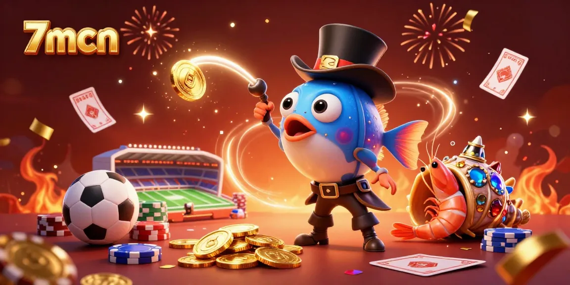 Engage with 7mcn for thrilling sports betting excitement featuring characters and vibrant gambling elements.