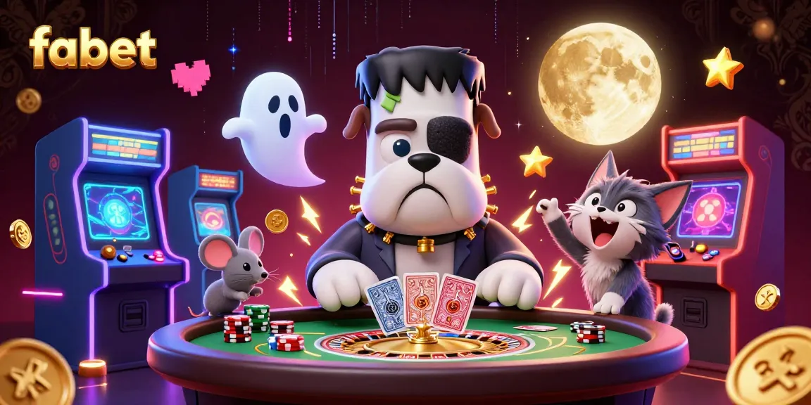 Engage in thrilling gameplay at fabet's green-lit roulette table featuring a unique 3D bulldog dealer.