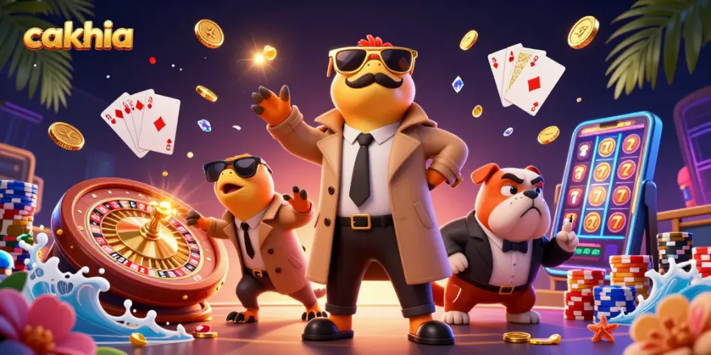 Cakhia showcases vibrant online betting atmosphere with raptors and casino games.