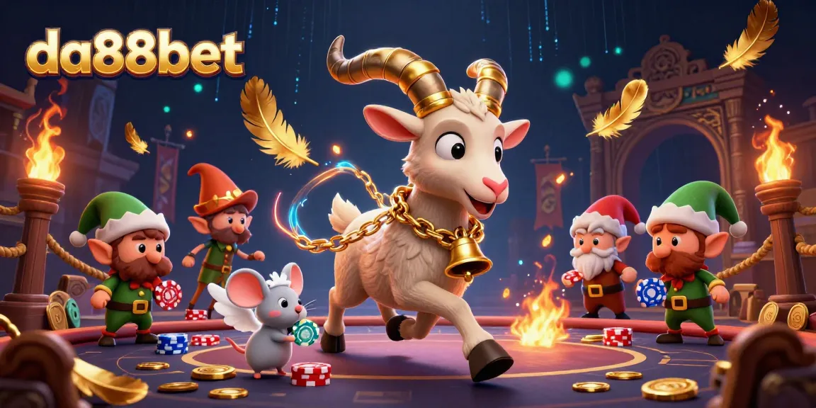 Experience thrilling games at da88bet with festive characters in a lively casino setting.