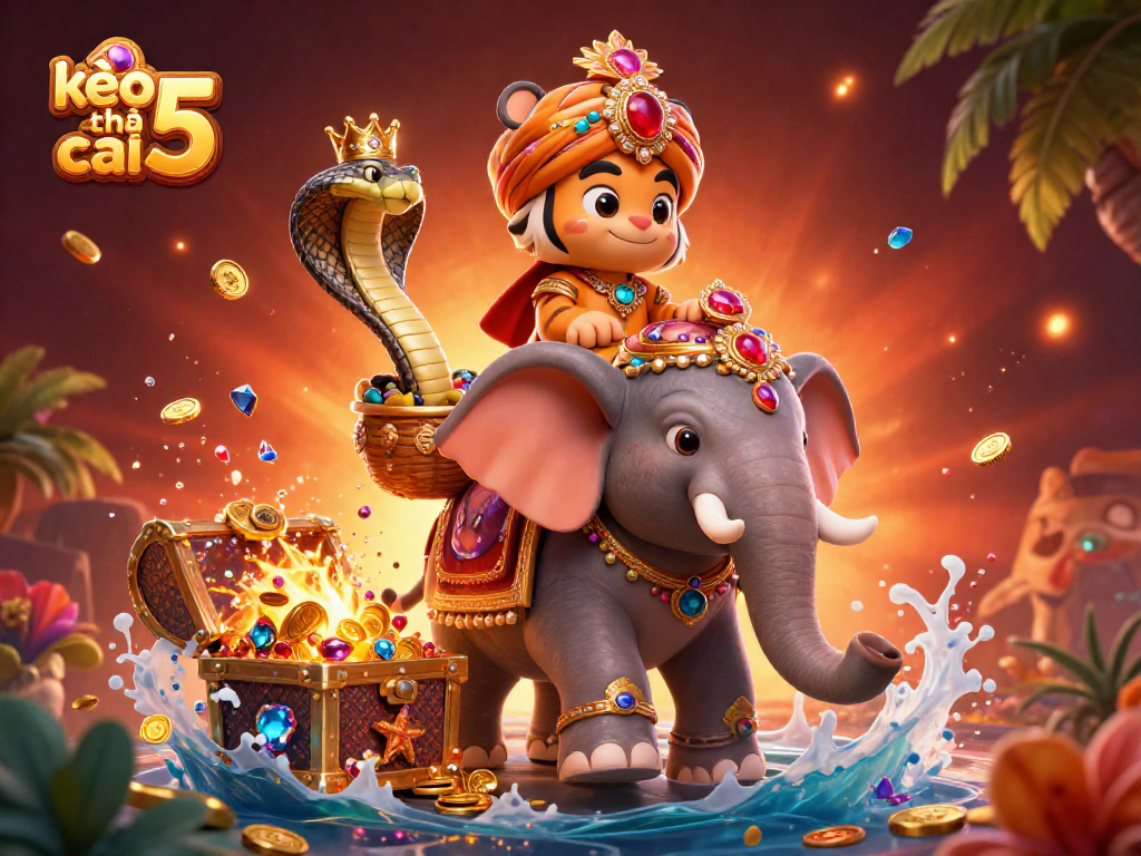 Experience the excitement of kèo nhà cái 5 with vibrant casino characters in a dynamic scene.