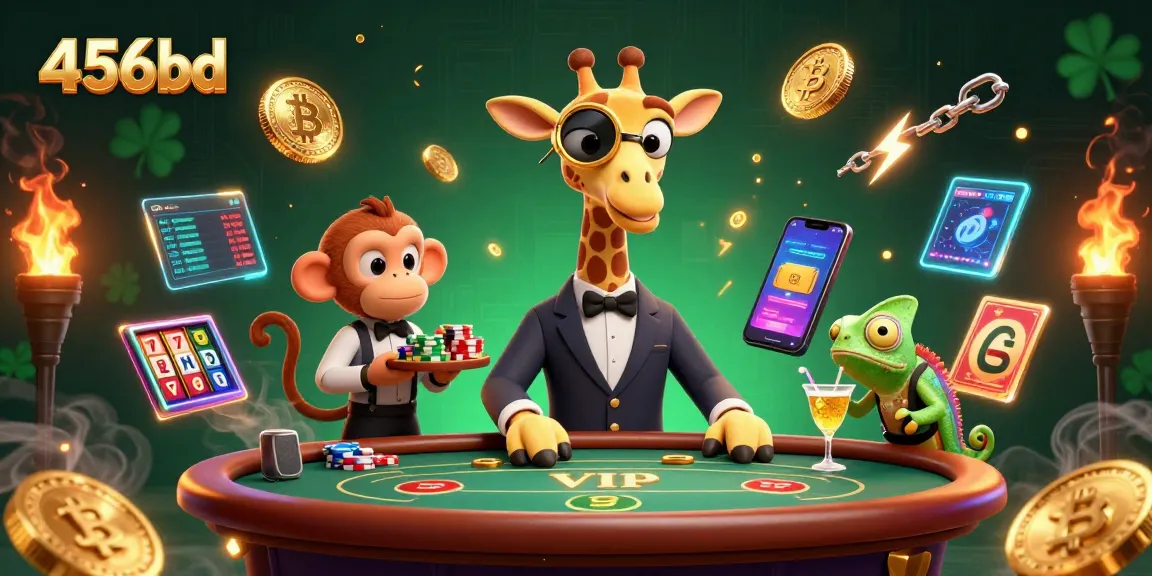 Join the excitement at 456bd's casino scene with a high-roller giraffe and dynamic gameplay!