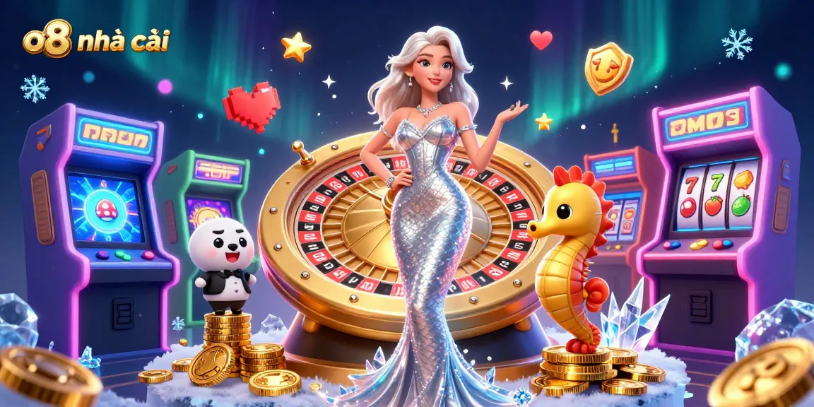 Engage with o8 nhà cái as a stunning 3D scene unfolds featuring a roulette wheel and a glamorous character.