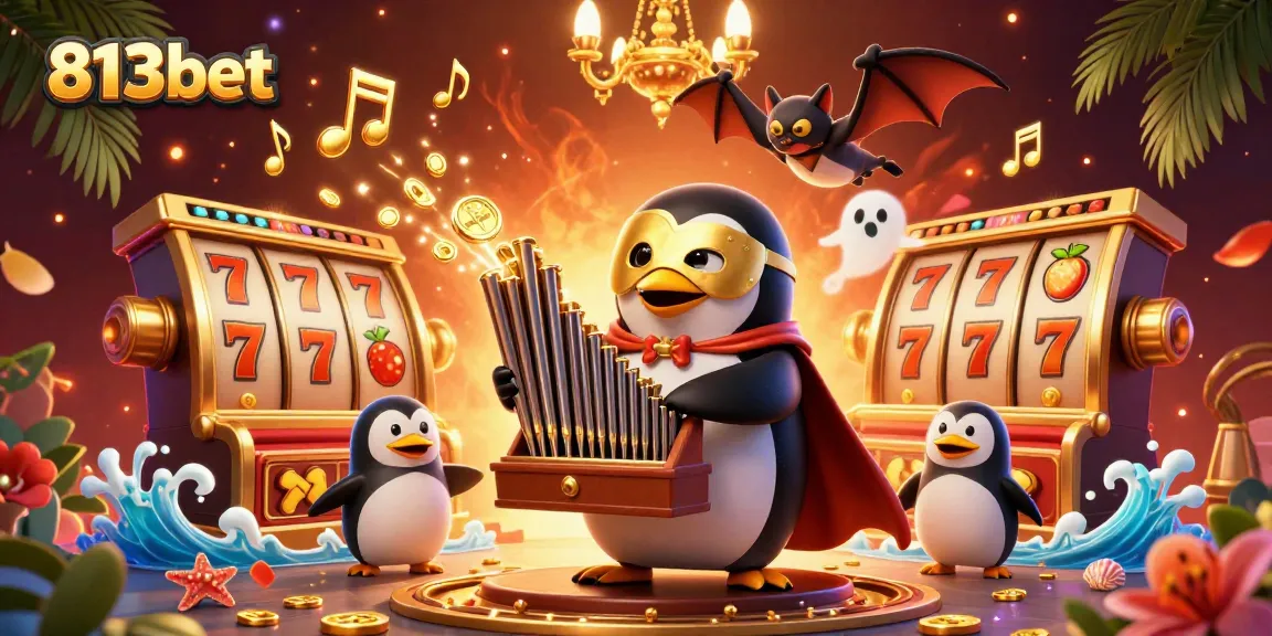 Aposte nos slots e ganhe prêmios com a 813bet através de uma ilustração vibrante de cassino.