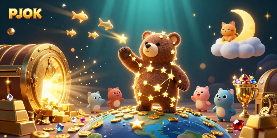 PJOK players dive into a vibrant casino world filled with treasures, showcasing stunning rewards and engaging games.