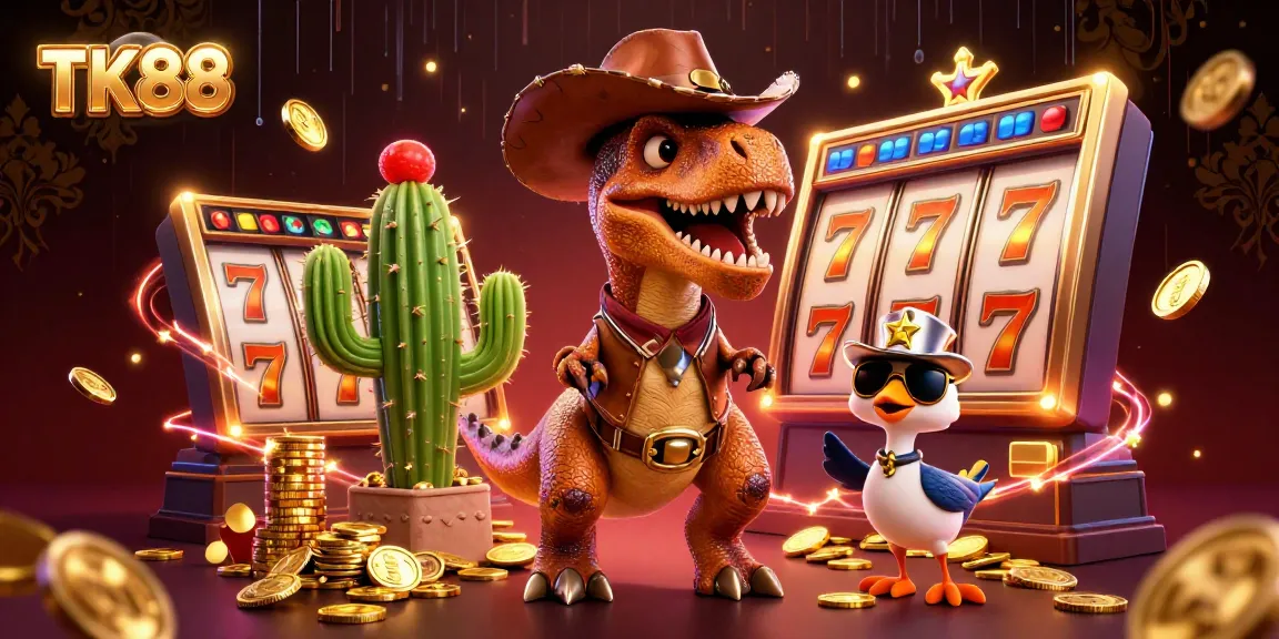 Engage with TK88's exciting casino adventures filled with slot reels, treasure, and vibrant graphics.