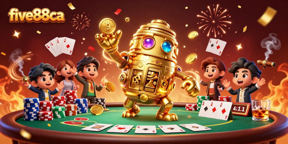 Experience winning action at five88ca with a golden golem and vibrant casino elements.