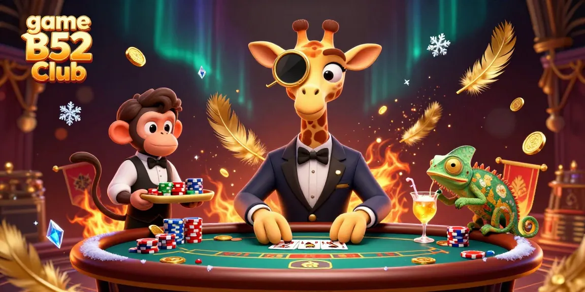Experience game B52 Club with vibrant 3D illustration featuring lively characters and dynamic casino elements.