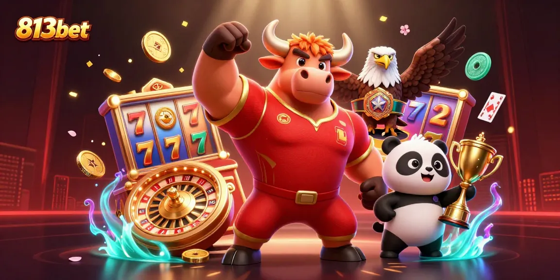 Ganhe emocionantes prêmios jogando 813bet com um touro vitorioso e divertidos elementos de cassino.
